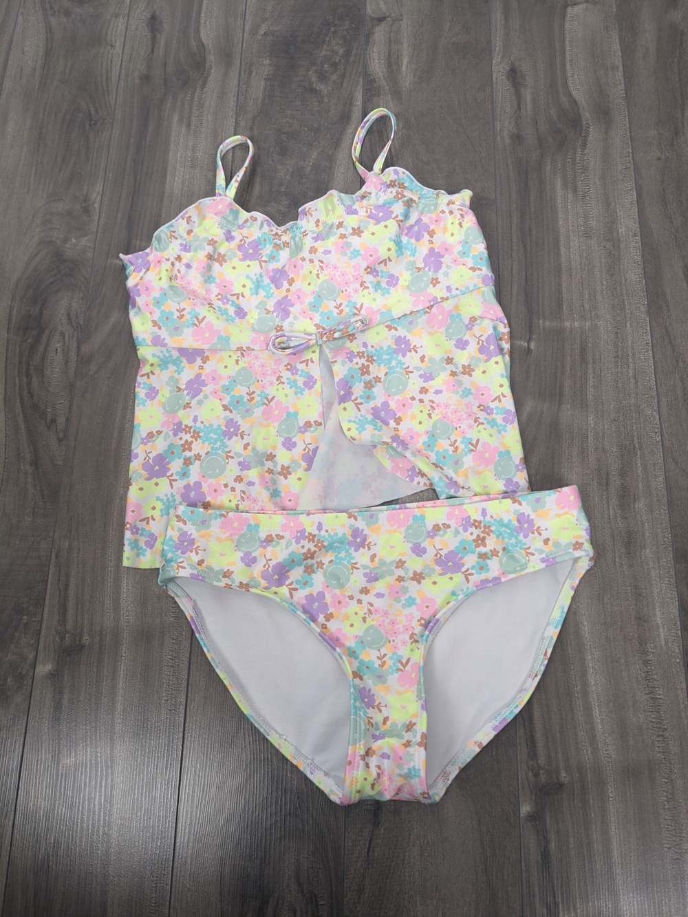 Justice Pastel Floral Two-Piece Tankini Set Girls Size 10